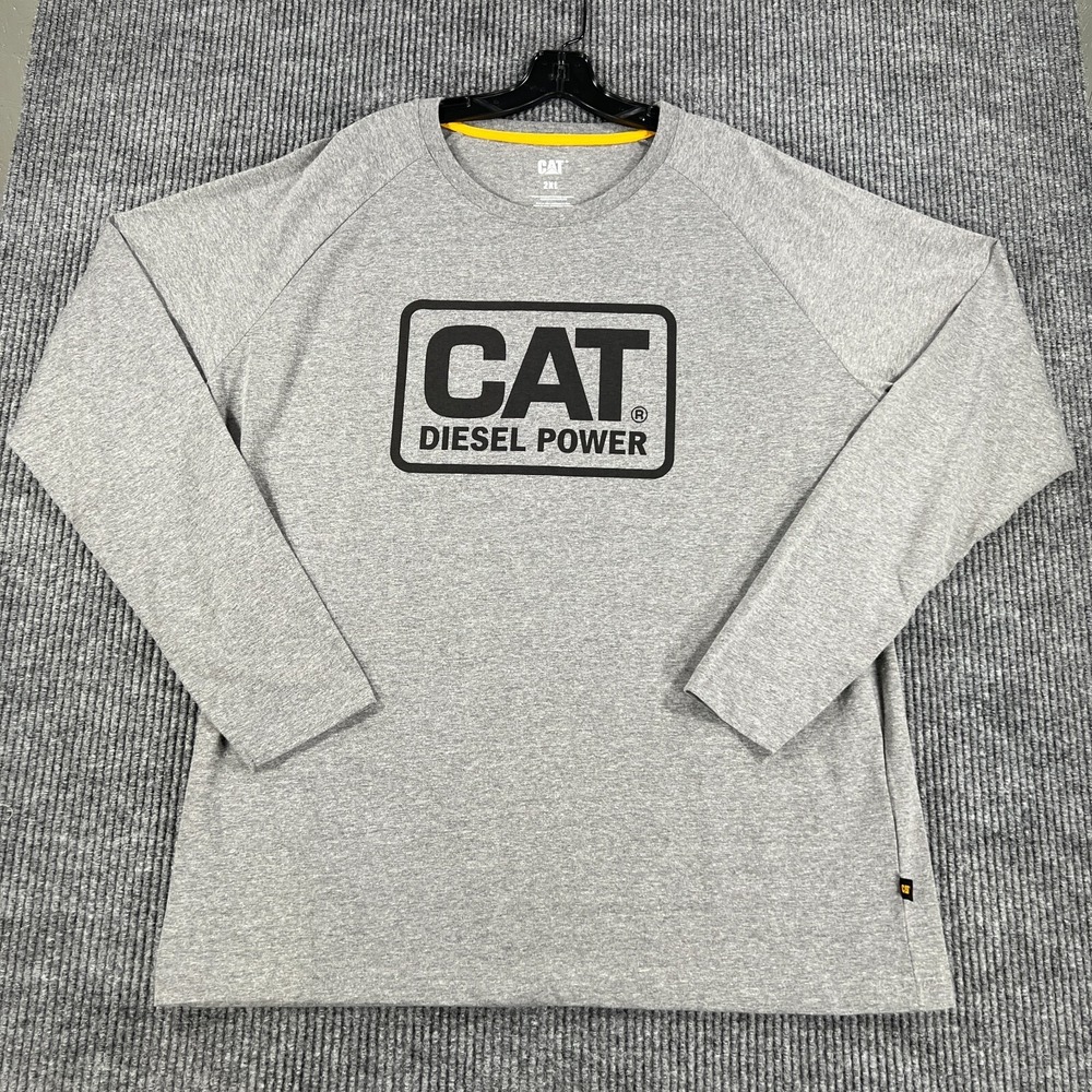 Caterpillar CAT Shirt Mens 2XL XXL Gray Long Sleeve Crew Neck Casual Work New